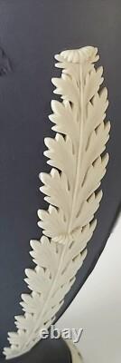 Wedgwood Jasperware Portland Blue Vase Acanthus and Bellflowers 7 3/4 Inch