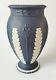 Wedgwood Jasperware Portland Blue Vase Acanthus And Bulrush