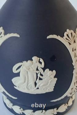 Wedgwood Jasperware Portland Blue Vase Laurel Border