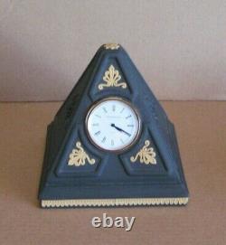 Wedgwood Jasperware Pyramid Clock Black & Cane Yellow Library Collection