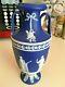 Wedgwood Jasperware Rare Dark Blue 6 Urn Vase Trophy Handles C1900 Nice