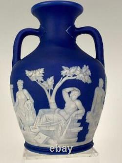 Wedgwood Jasperware RARE Pre1860 Dark Blue Dip 6 Portland Vase Nice