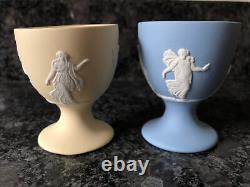 Wedgwood Jasperware RARE Yellowith Primrose, Blue Dancing Hours Egg cups