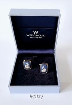 Wedgwood Jasperware Royal Blue Cufflinks Dolphin Boxed