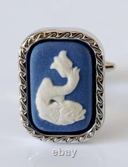 Wedgwood Jasperware Royal Blue Cufflinks Dolphin Boxed