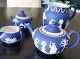 Wedgwood Jasperware Royal Blue Tea Set And Pitcher