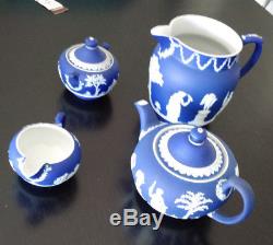 Wedgwood Jasperware Royal Blue Tea Set and Pitcher