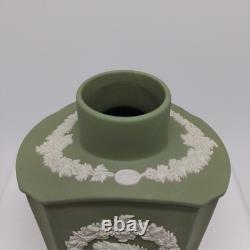 Wedgwood Jasperware Sage Green & White Neo-Classical Relief Pattern Tea Caddy 6