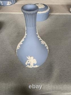 Wedgwood Jasperware Set 9 Pieces Blue and White Vintage Collectable