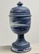 Wedgwood Jasperware Solid Marbled Vase, Blue Tricolour Lidded Urn, Rare, Signed