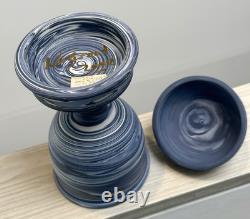 Wedgwood Jasperware Solid Marbled Vase, Blue Tricolour Lidded Urn, Rare, Signed