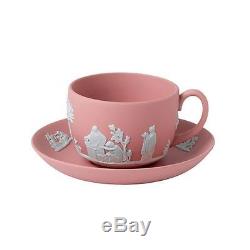 Wedgwood Jasperware Teacup and Saucer in Pink NEW