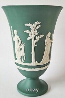 Wedgwood Jasperware Teal Green Footed Vase