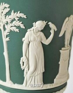 Wedgwood Jasperware Teal Green Footed Vase