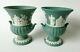 Wedgwood Jasperware Teal Green Grecian Urn Vases X 2