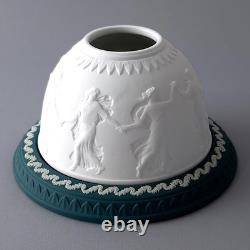 Wedgwood Jasperware Teal Green Lithophane Tea Light Holder Feat Dancing Hours