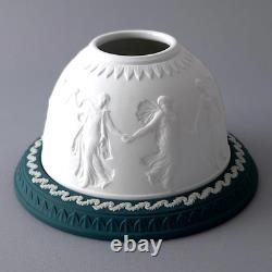 Wedgwood Jasperware Teal Green Lithophane Tea Light Holder Feat Dancing Hours