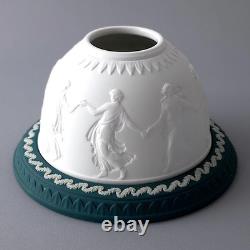 Wedgwood Jasperware Teal Green Lithophane Tea Light Holder Feat Dancing Hours