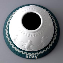 Wedgwood Jasperware Teal Green Lithophane Tea Light Holder Feat Dancing Hours