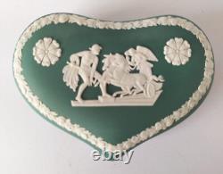 Wedgwood Jasperware Teal Green Trinket Box Heart Ulysses Staying the Chariot