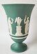 Wedgwood Jasperware Teal Green And White Footed Vase