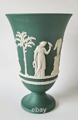Wedgwood Jasperware Teal Green and White Footed Vase