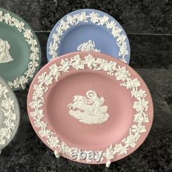 Wedgwood Jasperware Teal, Grey, Pink, Blue Decorative Plates VGC