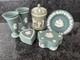Wedgwood Jasperware Teal Sage Vase Trinket Box Plate Lidded Jar 6 Pieces