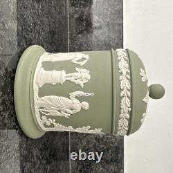 Wedgwood Jasperware Teal Sage Vase Trinket Box Plate Lidded Jar 6 pieces