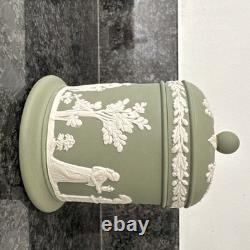 Wedgwood Jasperware Teal Sage Vase Trinket Box Plate Lidded Jar 6 pieces