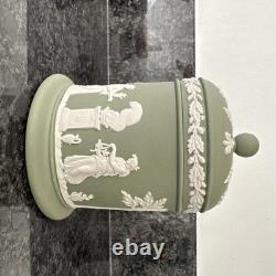 Wedgwood Jasperware Teal Sage Vase Trinket Box Plate Lidded Jar 6 pieces