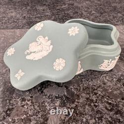 Wedgwood Jasperware Teal Sage Vase Trinket Box Plate Lidded Jar 6 pieces