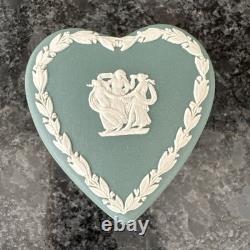 Wedgwood Jasperware Teal Sage Vase Trinket Box Plate Lidded Jar 6 pieces