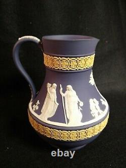 Wedgwood Jasperware Tri-Color TriColor Pitcher Blue/White/Yellow