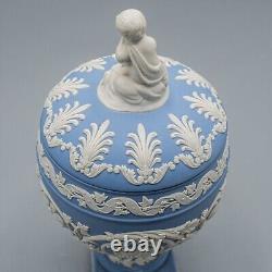 Wedgwood Jasperware Urn Arabesque Cupid Cherub Finial & Lid Blue & White