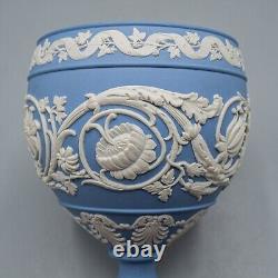 Wedgwood Jasperware Urn Arabesque Cupid Cherub Finial & Lid Blue & White