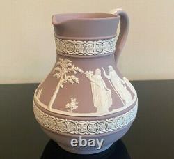 Wedgwood Jasperware White On Lilac Etruscan Jug Pitcher Vintage 5