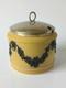 Wedgwood Jasperware Yellow And Black Dip Jam Pot Lion Head And Garland