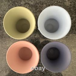 Wedgwood Jasperware pink Blue Navy Green Vases VGC