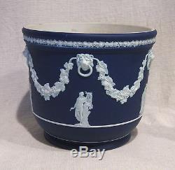 Wedgwood Large 7 Dark Blue Jasperware Cache Pot