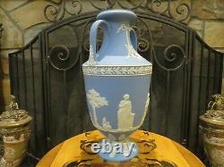 Wedgwood Light Blue Jasperware 15 Tall Muses Trophy Vase Urn (c. 1910)