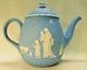 Wedgwood Light Blue & White Jasperware Teapot Designed By Lady Templeton 1785-90