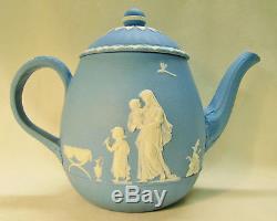 Wedgwood Light Blue & White Jasperware Teapot Designed by Lady Templeton 1785-90