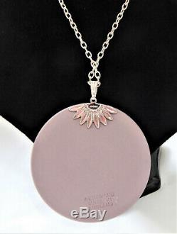 Wedgwood Lilac Jasper Cameo Zephyr Lge Pendant Necklace Silver HM 1975 Boxed
