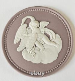 Wedgwood Lilac Jasperware Medallion Cupid and Swan / Plaque