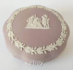 Wedgwood Lilac Jasperware Trinket Box Scalloped Group With Cage