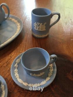 Wedgwood Mini / Miniature Blue Jasperware 18 Piece Tea & Coffee Set Plus Extras