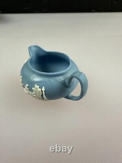 Wedgwood Miniature Jasper Ware Blue and White Tea Set With Tray Jug Sugar Teapot