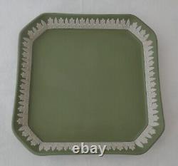 Wedgwood Museum Series Custard Set Sage green Jasperware 4 Pot De Crème Cup Tray