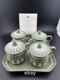 Wedgwood Museum Series custard set produced in sage green jasperware